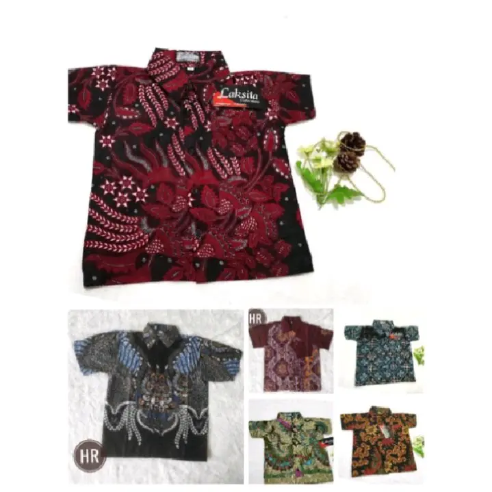 HEM BATIK ANAK LAKI-LAKI  LENGAN PENDEK USIA 1-12TAHUN ATASAN KEMEJA BATIK ANAK/BAJU BATIK BATIK ANAK