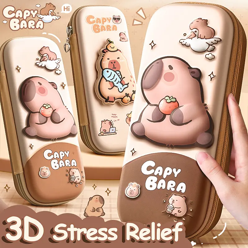 Hộp Đựng Bút Chì Capybara, Thiết Kế 3D Dễ Thương, Chống Rơi, Không Thấm Nước, Thích Hợp Cho Học Sinh, Đồ Dùng Học Tập, Hộp Lưu Trữ, Cứng, Túi Đựng Bút Giải Tỏa Căng Thẳng 0
