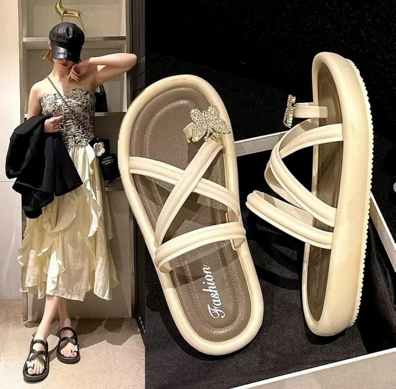 Dép Xỏ Ngón Nữ Quai Mảnh 3 Phân Đính Bướm Cao Su Chống Trơn Trượt