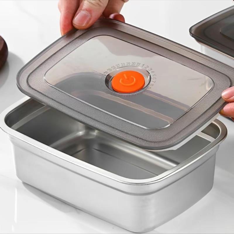 Combo 5 Hộp DỰNG Thực Phẩm inox Hộp Vuông inox Dung Tích 1500ml Có Nắp Nhựa silicon mền Dẻo