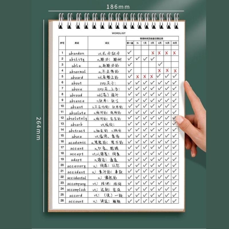 Sổ ghi nhớ học từ mới 120 trang luyện từ vựng lò xo dọc khổ B5