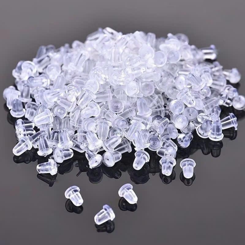 Chốt nhựa bông tai đính nút cao su silicon 4mm nút bịt khuyên tai 2