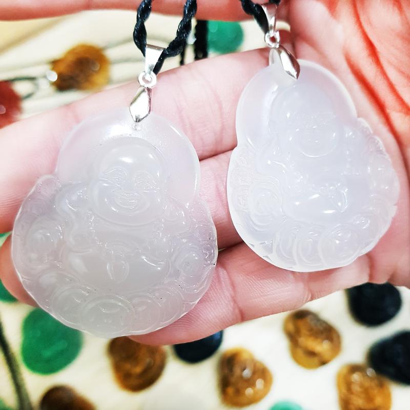 Mặt dây chuyền Phật Di Lặc Mnao Trắng kèm Dây và Móc - LUCKRING 4