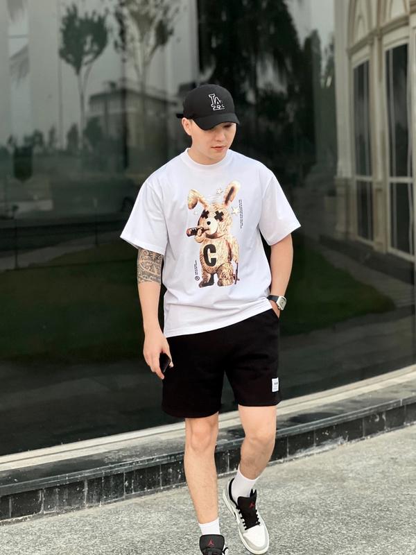 Áo thun Nam/Nữ Unisex hình Thỏ - Chất vải Cotton co giản 2 chiều - SA05 Menswear Cổ Tròn Đen Trắng 6