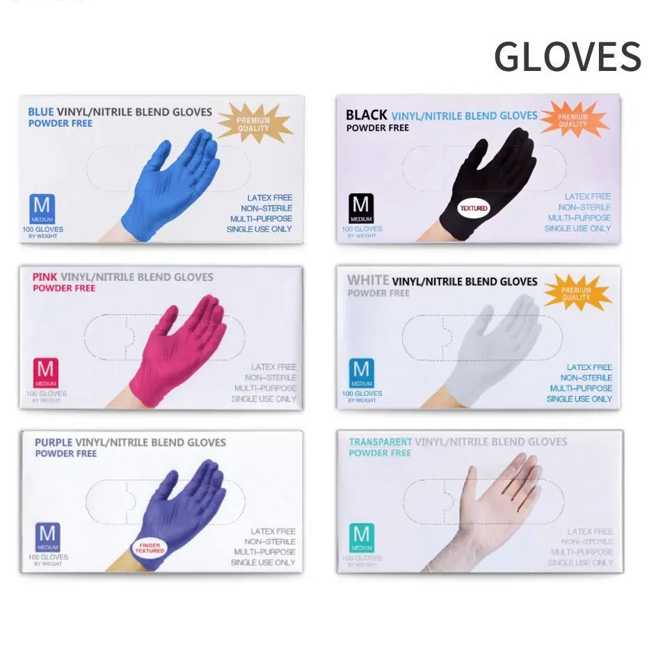 100PCS Tattoo Gloves Vinyl Nitrile Mixed Medical Disposable Gloves Small, Medium , Large,X-Large Cleaning Hand Box Synthetic