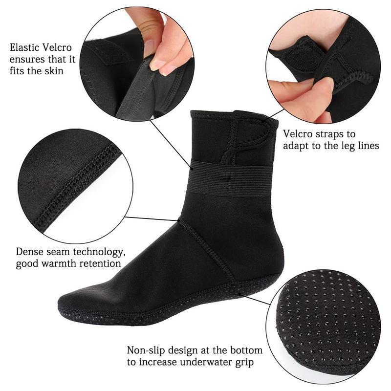 Product Introduction of Durable 3mm&5mm Diving Socks Warm Non-slip Water Socks Elasticity Neoprene Surf Beach Booties for Surfing Swimming Snorkeling 24