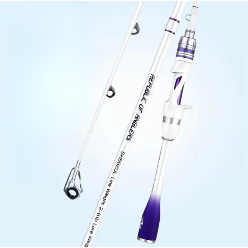 Cần câu lure cao cấp ul Hoàng Đế - Emperor predator Màu Tím trắng hài hòa ngọn đặc siêu dẻo cán carbon CA