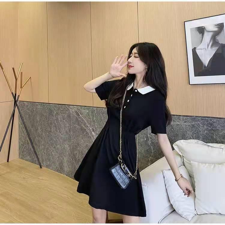 Product Introduction of Váy Đen Nhỏ Phong Cách Hepburn, Quần Áo Nữ, Cổ Polo Nhỏ Độc Đáo, Váy Bó Sát Eo, Màu Đen, Hàng Mới Về Cho Mùa Hè 2022, Màu Đen, Phong Cách Nữ 5