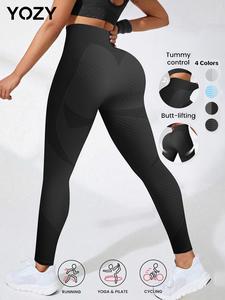 YOZY Women's Patchwork Print High Waist Sports Leggings, Sporty Comfy Breathable Skinny Pants for Yoga Gym Workout, Ladies Sportswear for Spring & Fall