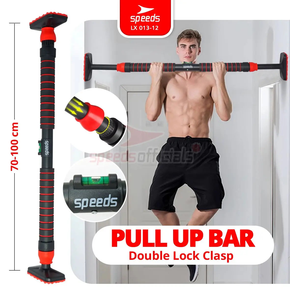 SPEEDS Pull Up Bar Door Chinning Bar Heavy Steel Muscle Alat Olahraga Latihan Fitness 013-12