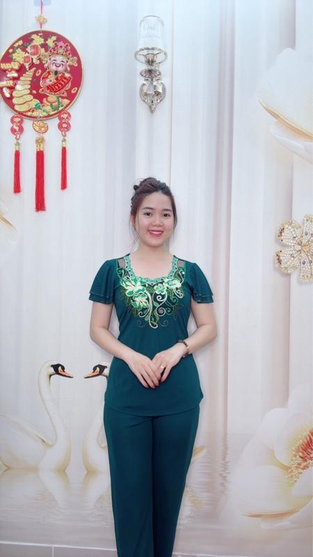 Product Introduction of A55 Đồ bộ thun nữ trung niên áo thêu hoa, tay cánh tiên hai tầng Women thương hiệu đồ bộ Hải Sơn 14