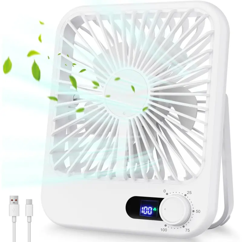 100-speed Smart Desk Fan with Digital LED Display, 180° Adjustable Tilt Fan with Rechargeable Battery & Ultra-portable Design for Office/Bedroom/Travel, Cooling Fan 7