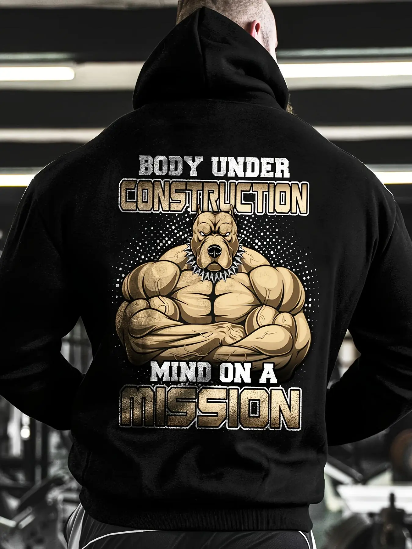 Men's Regular Fit Muscle Print Hoodie, Casual Comfy Long Sleeve Hooded Sweatshirt for Winter, Men's Clothes for Daily Wear