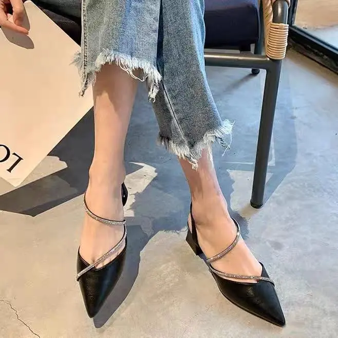 DM SHOES - SANDAL HEELS PESTA/FORMAL/LEBARAN HAK CHUNKY 5 CM MOTIT GLITERS SILANG KS 72 2