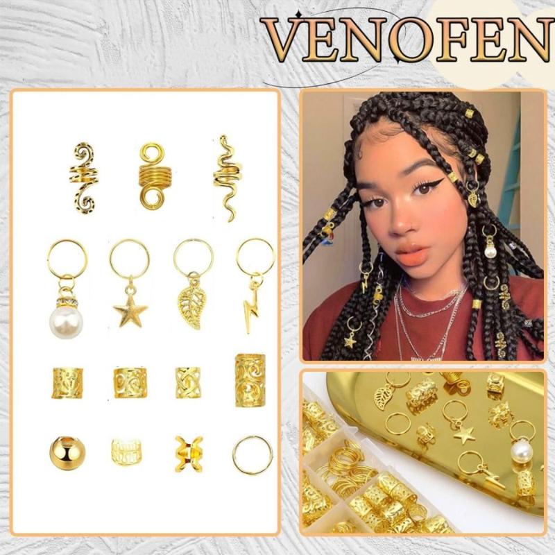 Product Introduction of 217Pcs Hair Accessories Dread Locks Hollow Out Hair Ring Metal Cuff Clips Hair Braiding Dreadlocks Beads Charm and Hair Braid Tubes for Braids 9