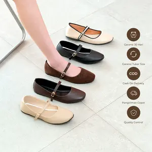 WINOD Mary Jeans  Flatshoes Wanita Casual Look Slip On Kerja Hitam Putih