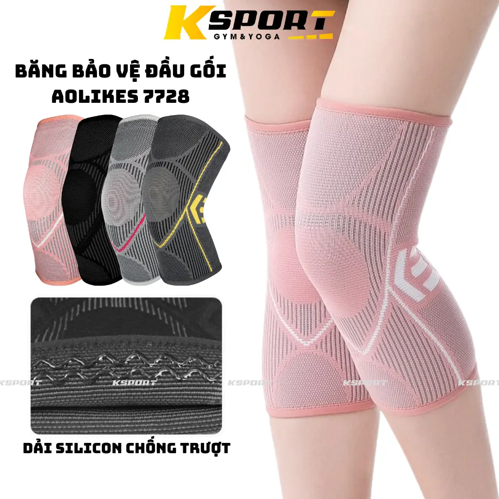 Băng Bảo Vệ Đầu Gối Hỗ Trợ Tập Gym, Yoga, Nhảy Múa, Bóng Chuyền...Aolikes 7728 Sport Tập Thể Dục Thể Dục Đá Banh