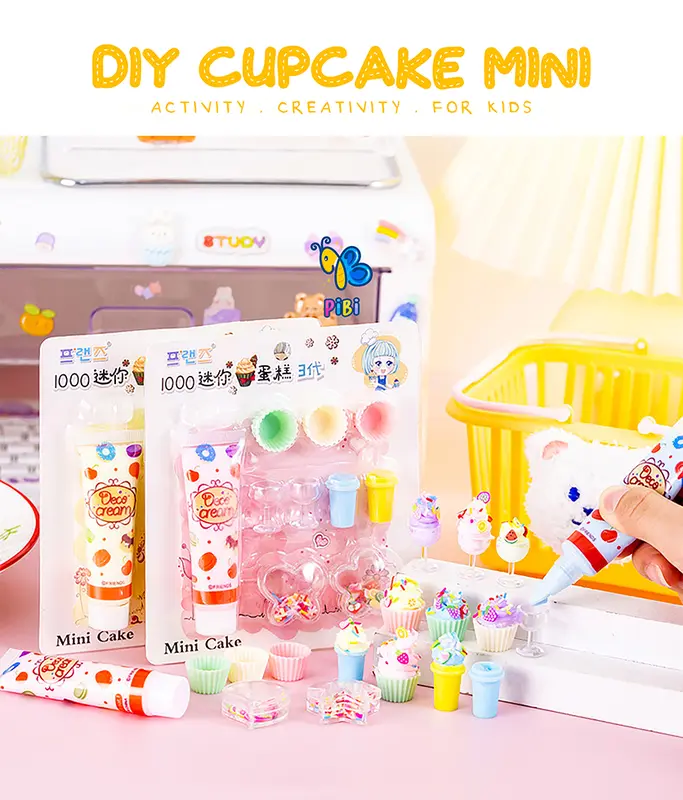 PIBI - DIY Cupcake mini / Deco Cream /Clay / Art and Craft for kids / Mainan Edukasi Anak Ice Toys 1