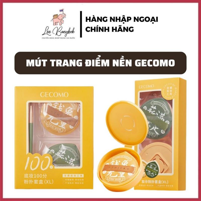 CAO CẤP Set Combo Mút - Cọ Trang Điểm Nền Gecomo Size XL Bột Puff Box Marshmallow Siêu Mềm Kèm Hộp