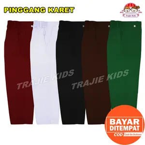 Trajie Kids Celana Panjang Seragam SD Laki Fashion Merah Cokelat Hijau Hitam Putih Pinggang Karet Optima Element