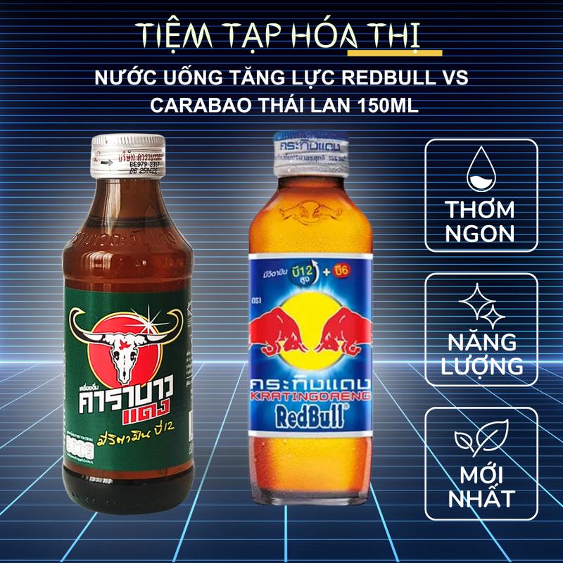 Combo 10 Chai Nước Uống Tăng Lực Redbull VS Carabao Thái Lan 10 chai x 150ml - Hàng chuẩn Thái red bull nuoc tang luc