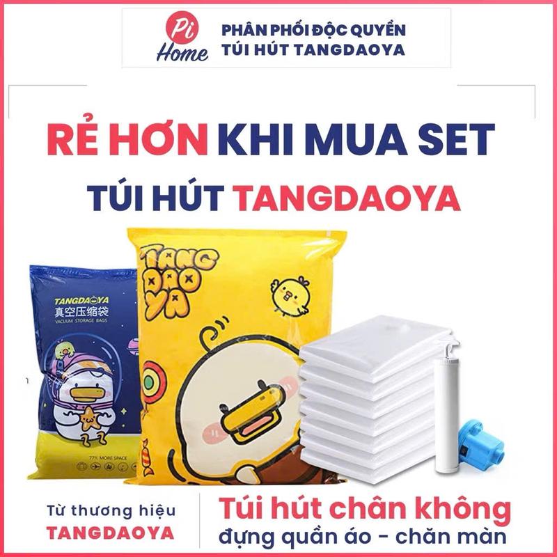 Combo túi hút chân không kèm máy túi hút chân không đựng quần áo TANGDAOYA Combo Hình Vịt - Trong Suốt