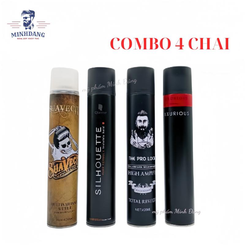 Combo 4 chai gôm xịt tóc nam nữ siêu giữ nếp