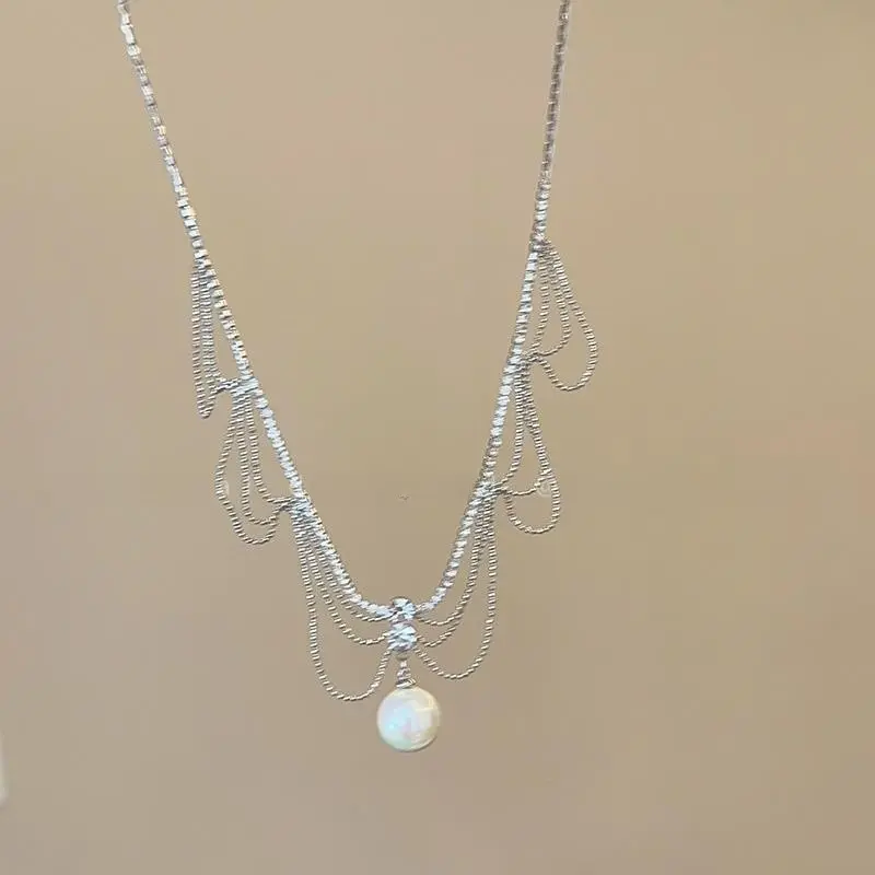 Bữa Tối Công Chúa Vòng Cổ Ngọc Trai, Thiết Kế Tạo Không Khí, Dành Cho Nữ, Giá Cả Phải Chăng, Sang Trọng Độc Đáo Dây Chuyền Xương Đòn Tinh Tế, Cao Cấp, Dễ Phối Đồ 1