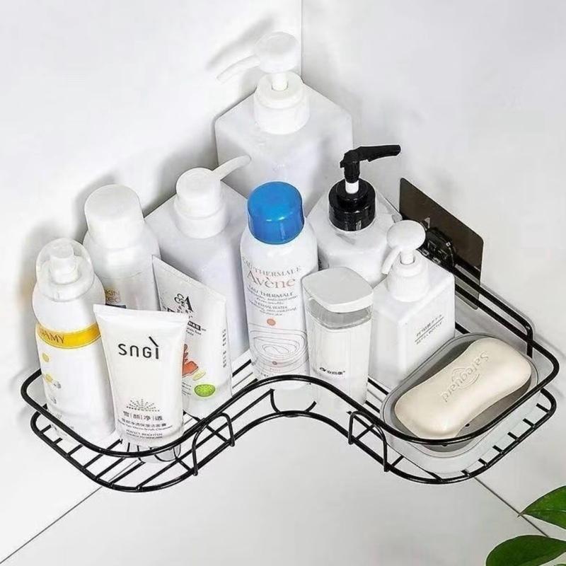 Combo 02 kệ góc nhà tắm, chất liệu thép sơn tĩnh điện, mỗi kệ kèm 2 miếng dán đôi chắc chắn 4