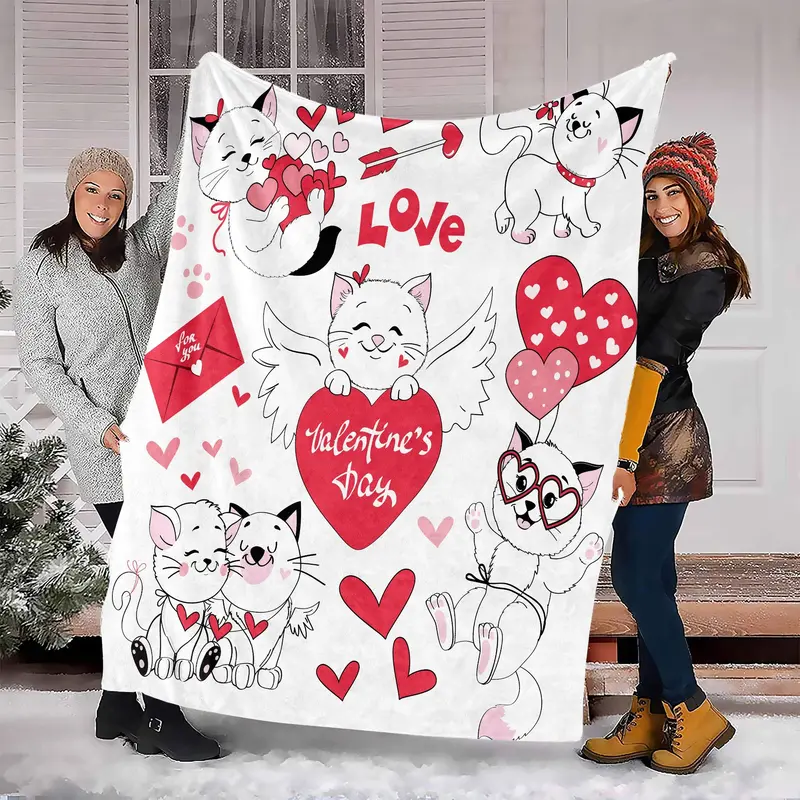 Cartoon Cat Pattern Blanket, Soft Comfortable Throw Blanket, Air-conditioned Room Blanket, Warm Nap Blanket for Home & Office 4