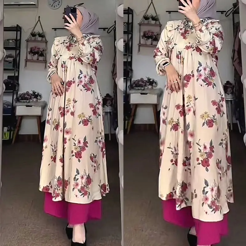 DELVINA ONESET LONG TUNIK || SETELAN MIDI RAYON PREMIUM || SETELAN TUNIK TERBARU KATUN Celana Kulot Airflow Panjang Muslim Wanita 3