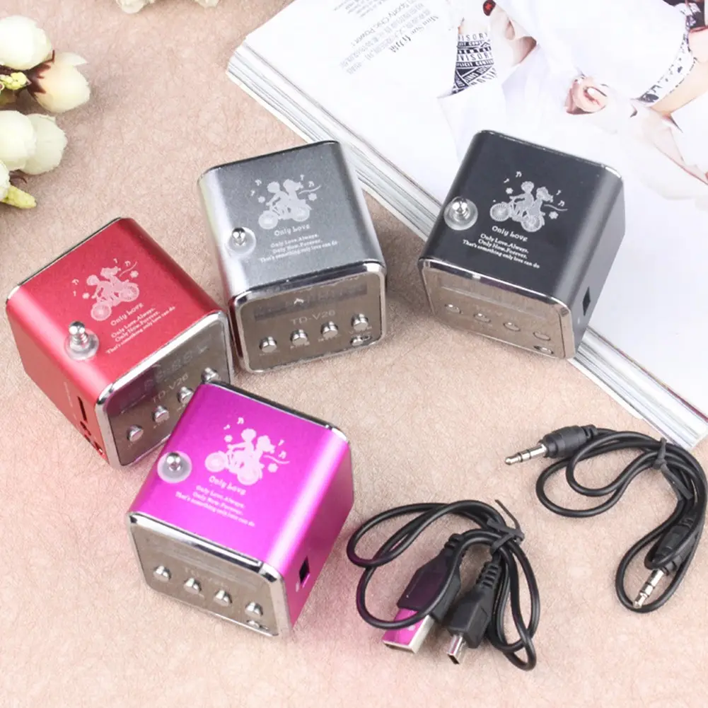 Mini Radio FM Digital Portable Speaker Shower Speaker LED Display Music Player Aluminum Audio Card Button