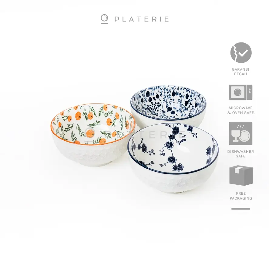 MY145 PLATERIE Mangkok Saji Keramik Deep Bowl 8.25inch / 21.5cm China Blue SALE