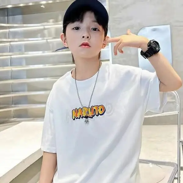 Váy Mùa Hè Cho Trẻ Em, Naruto, ngắn Tay, Cotton Nguyên Chất, Dáng Rộng Vừa Vặn, Phong Cách Phương Tây, Dành Cho Trẻ Em Trung Bình Và Lớn, Áo Hợp Xu hướng Cho Bé Trai, Hàng Mới Về 2024 4