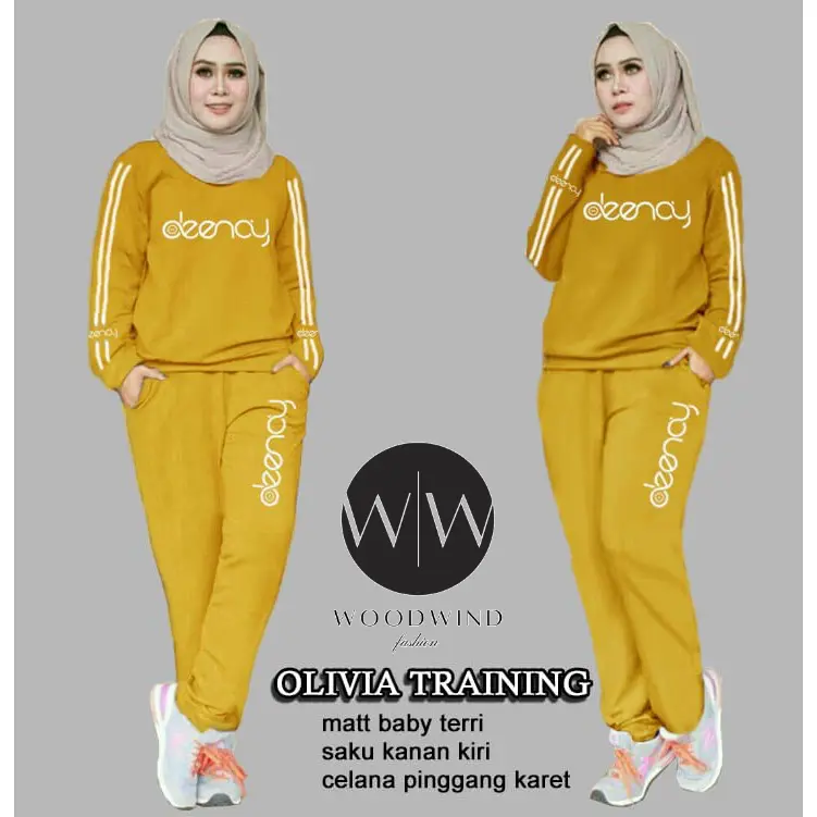 WWW2 -  Setelan Marimar Olivia L XL XXL 3XL Fashion Pakaian Baju Olahraga Sport Wanita Muslim Setelan Celana Panjang Kaos Casual 2