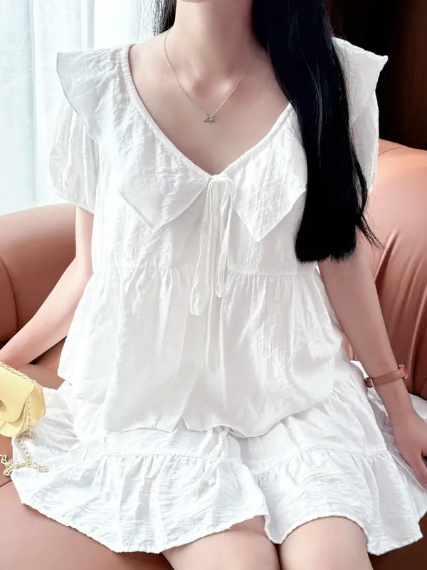 [MẪU MỚI] Áo Kiểu Nữ Babydoll OLARI Cổ Bèo Rút Dây - OL510 Nữ Top Nhung 4