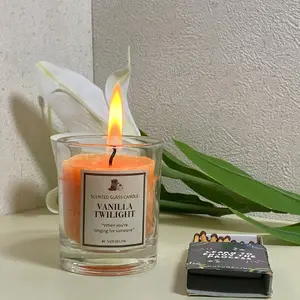 Lilin Aromaterapi Scented Glass Candle Aromatherapy Candle dalam gelas Lavender Black Coklat