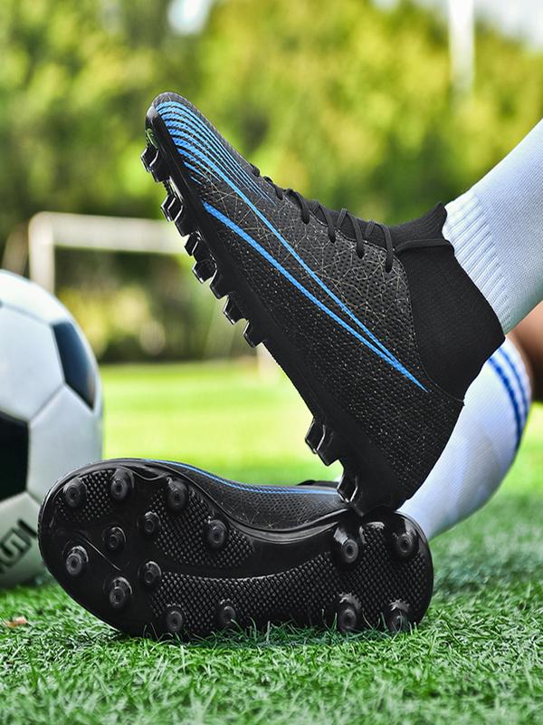 New Arrival Summer Striped High Top Professional Soccer Shoes, Lace Up Non-slip Sneakers for Training Match Practice, Athletic Sports Shoes for All Seasons 2