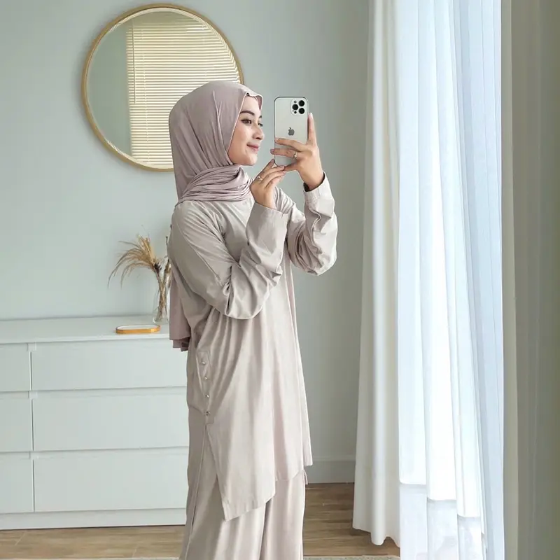 JENNA ONE SET SYARI by enchante • (Setelan Panjang/ Non Busui/ Oversize /Kaos Spandek Rayon) 3