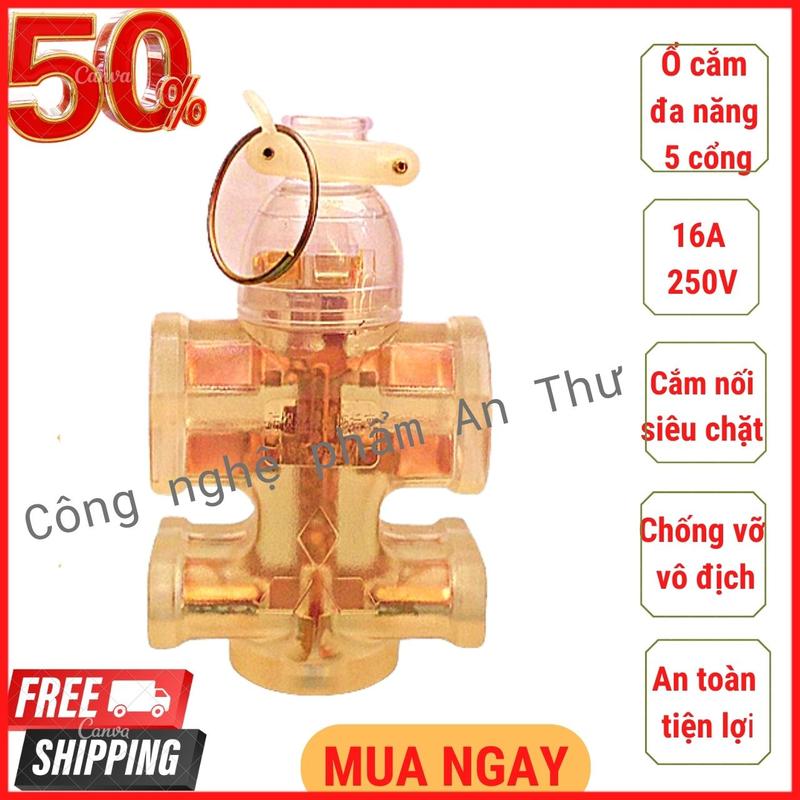 Ổ Điện Đa Năng Đúc Dẻo Nguyên Khối 5 Lỗ Cắm Chống Va Đập Chống Vỡ Chịu Tải Cao Siêu Bền Siêu Chặt Tăng Khả Năng Dẫn Điện Tốt Không Gây Tia Lửa Điện An Toàn Tiện Lợi