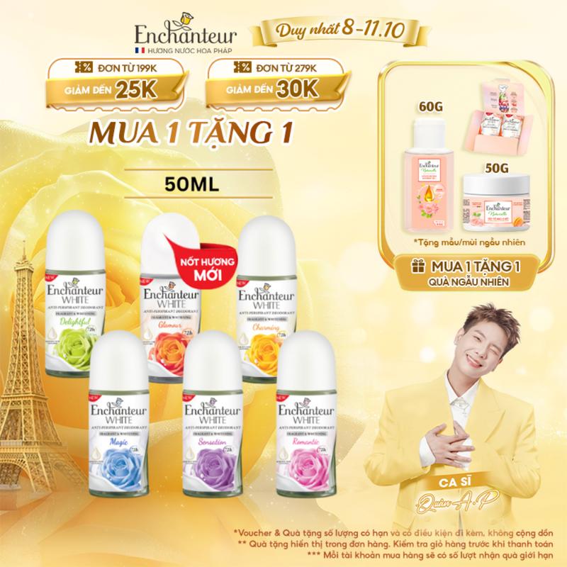 [MUA 1 ĐƯỢC 2] Lăn Khử Mùi Enchanteur White Charming/ Delightful/ Romantic/Sensation/Magic 50ml - 65ml