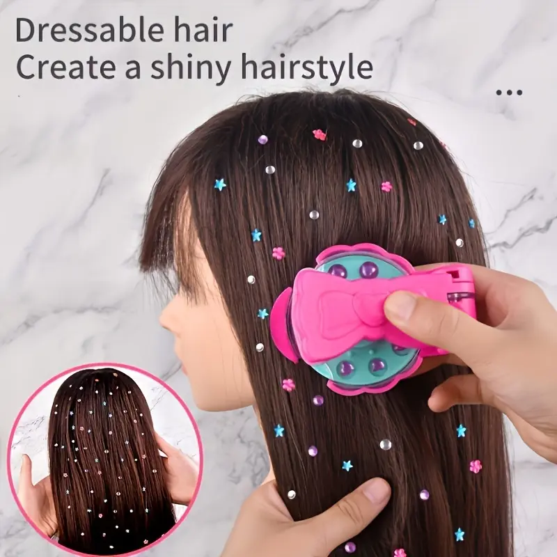 Hair Jewels Stamper DIY Set, Radiance Collection with Glam Styling Tool, Artificial rhinestones, Load Click Glitter Anything, Birthday Halloween Christmas Thanksgiving Day Toy Gift for Girls