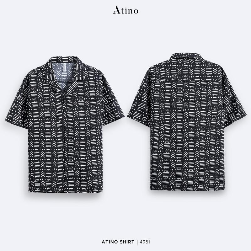 Áo Sơ Mi Cộc Tay Nam Cuban Shirt Hoạ Tiết Thổ Cẩm ATINO L.1.4951 Form Regular Menswear