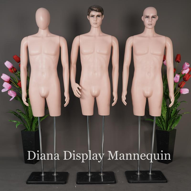 MANEKIN BAJU BODYFIT PRIA DEWASA SETENGAH BADAN DENGAN KEPALA DAN TANGAN PLASTIK SET TIANG BESI 2