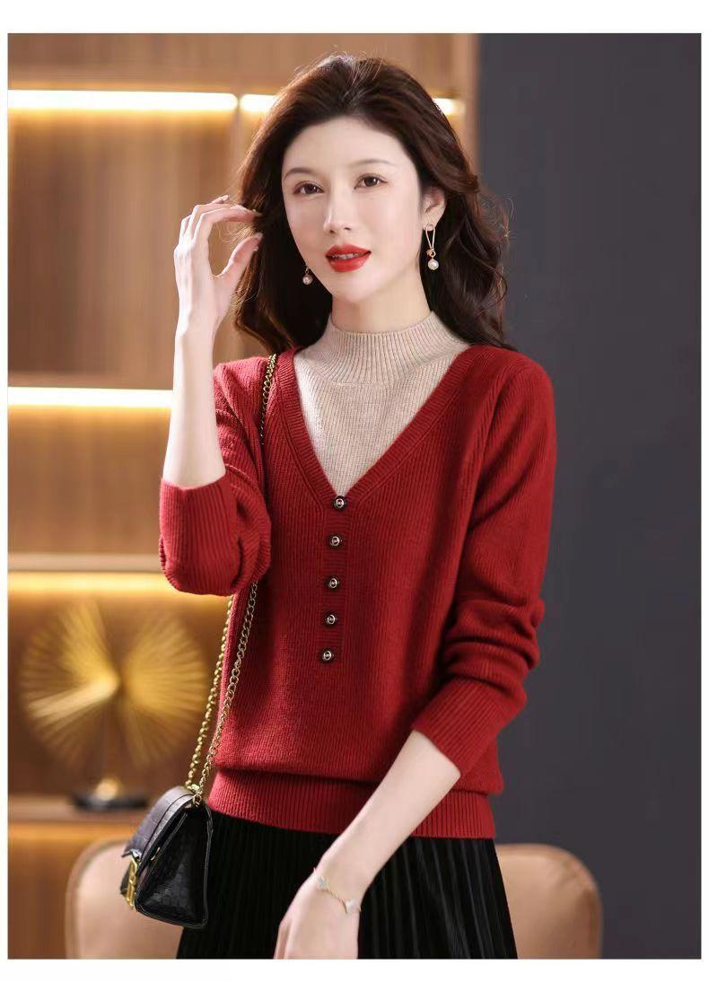 Product Introduction of Áo Len Cổ Lọ Nửa, Hàng Mới Về Mùa Thu Và Mùa Đông, Dành Cho Phụ Nữ, Quần Áo Cho Mẹ, Dáng Rộng Vừa Vặn, Phong Cách Phương Tây, Áo Lớp Nền Bên Trong, Thời Trang Nữ 27