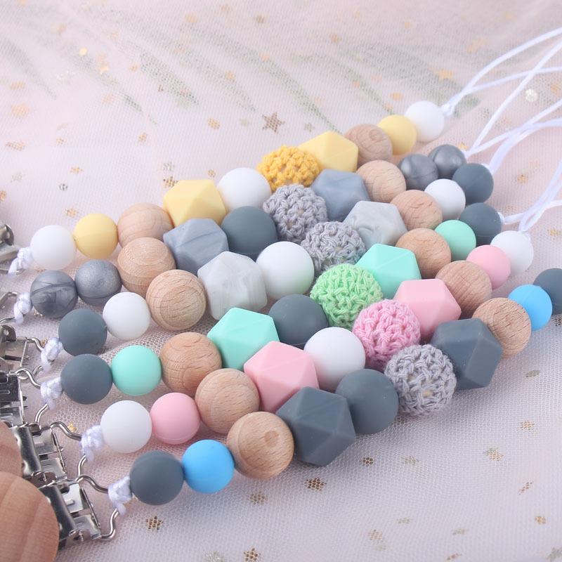 Product Introduction of New Baby Silicone Soothing pacifier Chain Baby Tooth Grinder Tooth Glue Toy Multi color Anti drop Bracelet 12