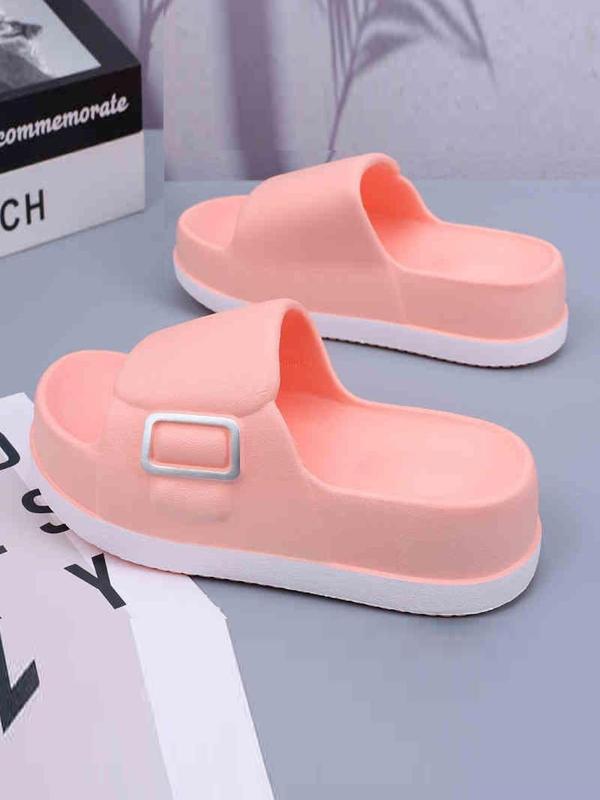 Women's Colorblock Platform Slides, Casual Comfortable Soft Sole Slippers for Indoor Outdoor Wear, Non-slip Slippers for Summer Beach, Walking Shoes 7