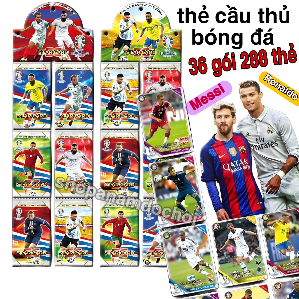 Dây 36 gói 288 thẻ bài cầu thủ bóng đá , thẻ bóng đá Ronaldo Messi các loại Cards