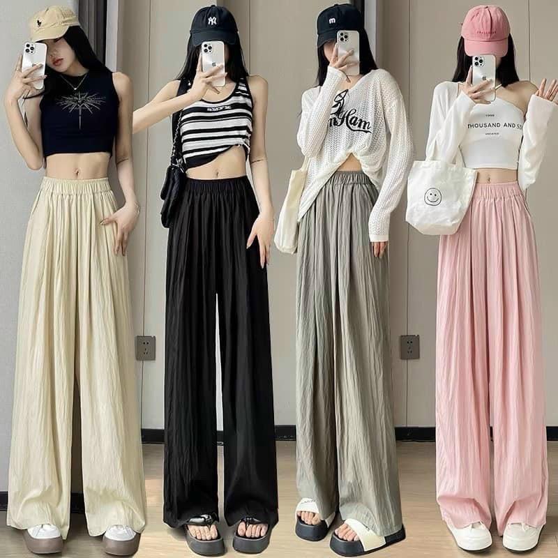 [COMBO 2 QUẦN] Quần Đũi Nhăn Ống Suông Nữ Dáng Rộng Cạp Chun Lưng Cao Có Túi Trước Pants 1