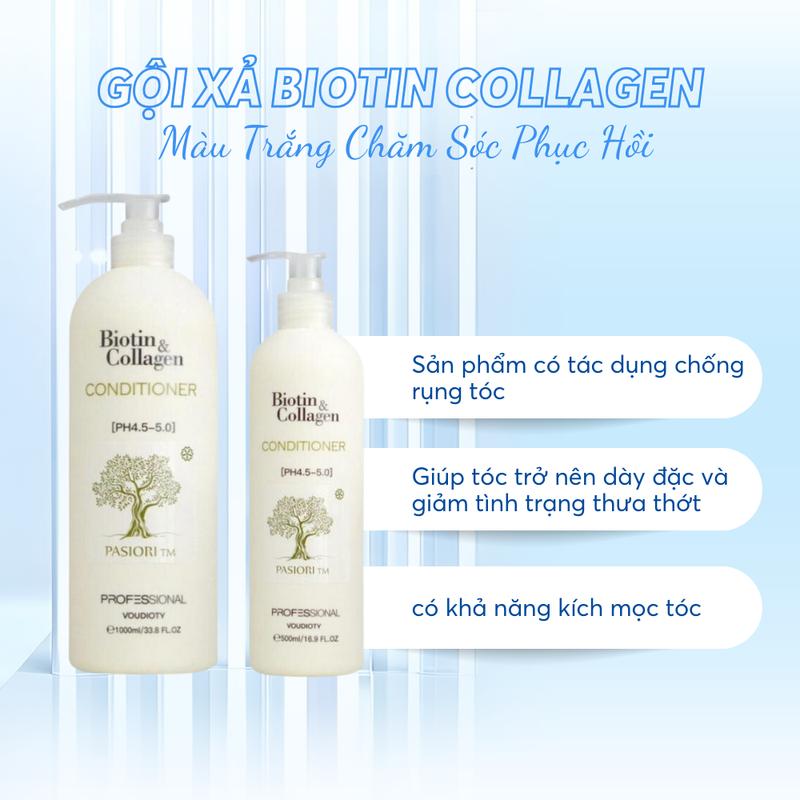 [CHÍNH HÃNG] Cặp Dầu gội xả Biotin Collagen Voudioty Màu Trắng Giảm rụng Tóc, Phục Hồi Hư Tổn 500ml-100ml, Dầu cặp Lưu Hương 72h [2021] Women Nữ Tea goix  abiotin